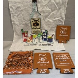 Tito's Vodka Merch Lot - 3 Koozies, Bandana, Hand Towel
